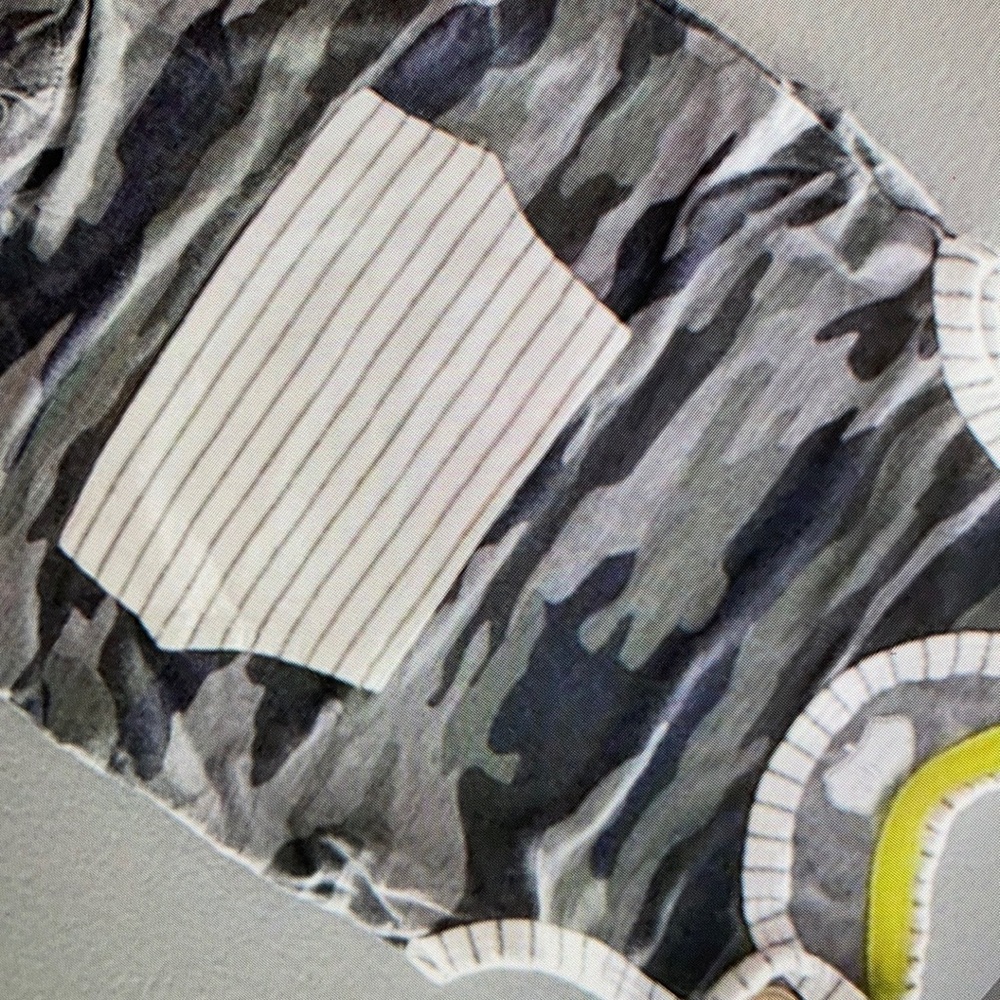 Stripped pocket accents and denim one piece